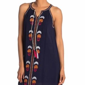 Nordstrom THML navy embroidered dress, boho chic